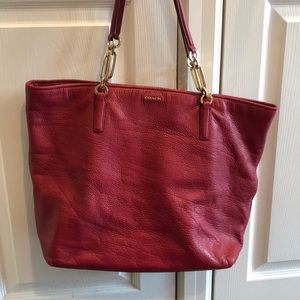 Coach pebbles leather red tote